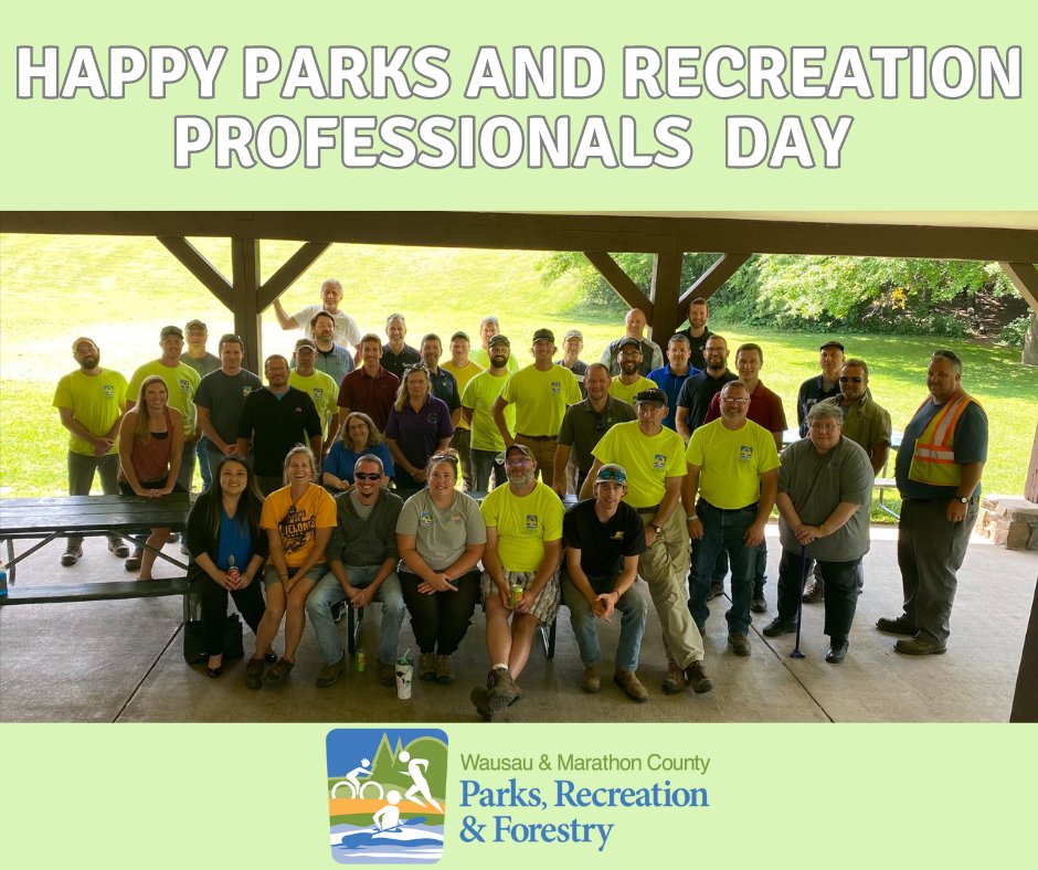 WMCPRF's tweet photo. It's Parks and Recreation Professionals Day today.  In addition to our staff, we would like to thank the other parks and recreation professionals in our area for making Wausau, Marathon County, and the surrounding communities an awesome place to live. https://t.co/IKKK08uqTE