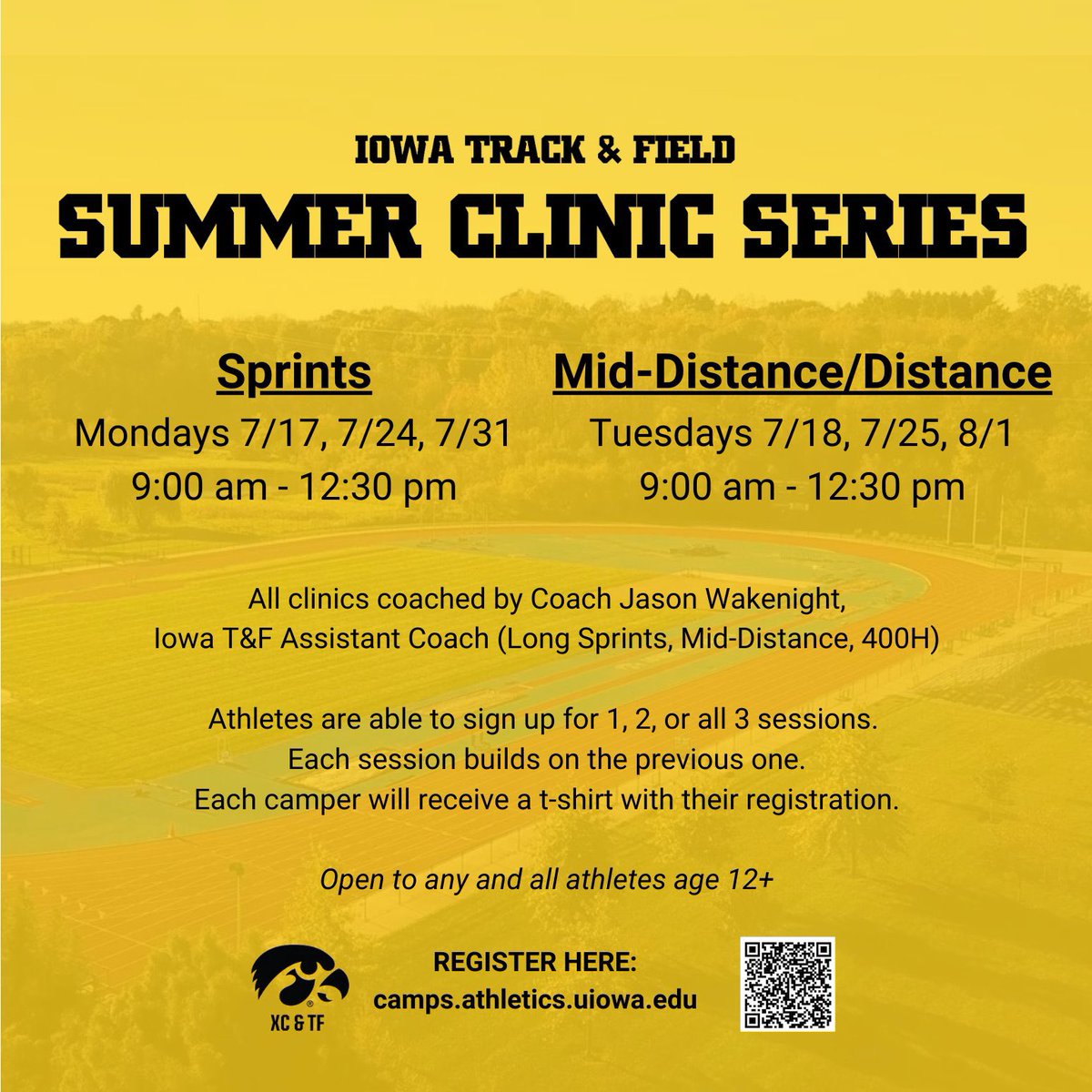 There’s still time to sign up for our summer clinic series!

Sign up here ➡️: bit.ly/43qDcNu

#Hawkeyes