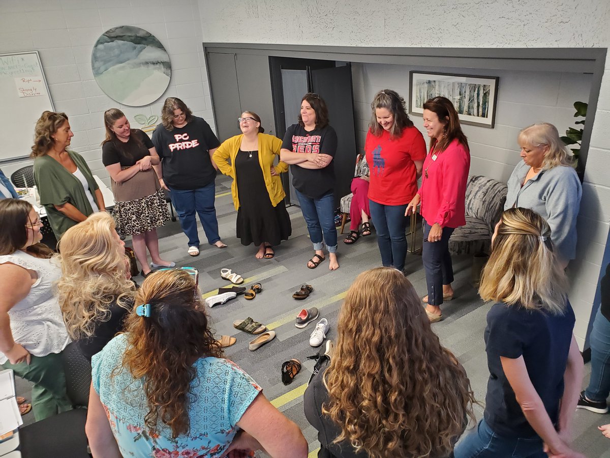 One shoe on and one show off... it must be the #kickoff day for another amazing cohort of #Preschool #Teachers ready to implement all the super engaging #math lessons from NKCES's EEMC! I'm so excited to #connectgrowserve (and learn!) with this group of educators all year!