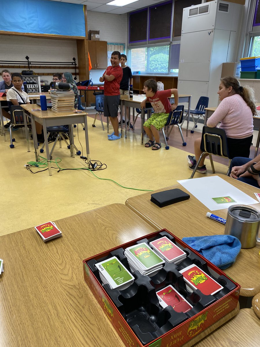 MrsJGiroux's tweet photo. SLP Day 15 - HAPPY LAST DAY! We celebrated our accomplishments with Pictionary, @PlayBlooket, Apples to Apples, and @TimHortons donuts!!! What more can you wish for? Wishing you all a fabulous summer vacation! ☀️🍉 @WECDSB @stjeschool https://t.co/xI029m5NFb