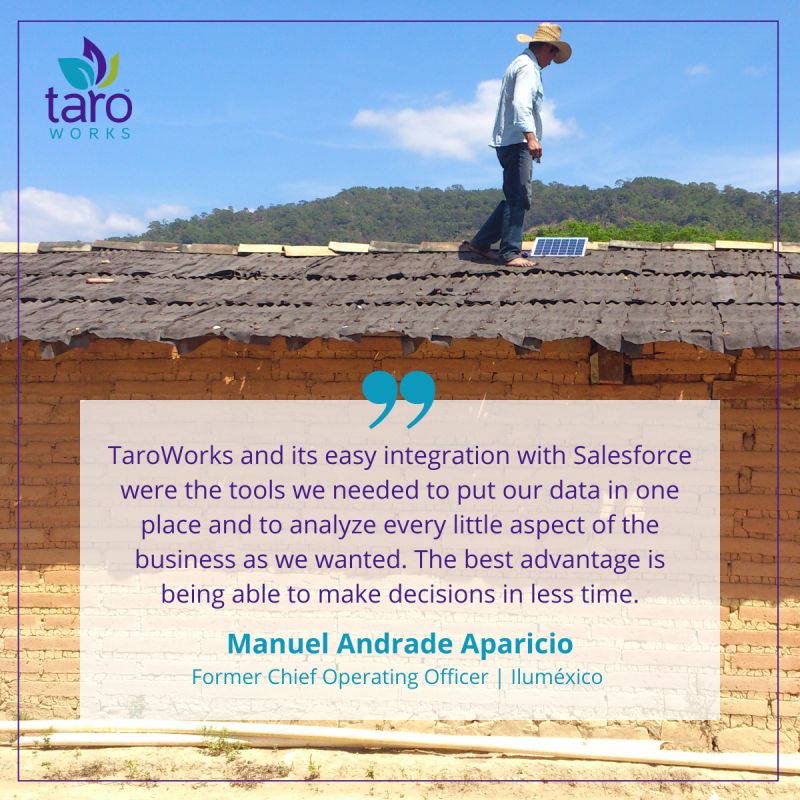 .<a href="/ilumexico/">iluméxico</a>, a solar energy provider, uses TaroWorks to achieve significant time savings for data collection and analysis as well as to better manage their field agents who work in remote areas with little if any internet connectivity.

Learn more: lnkd.in/eK6NYb7