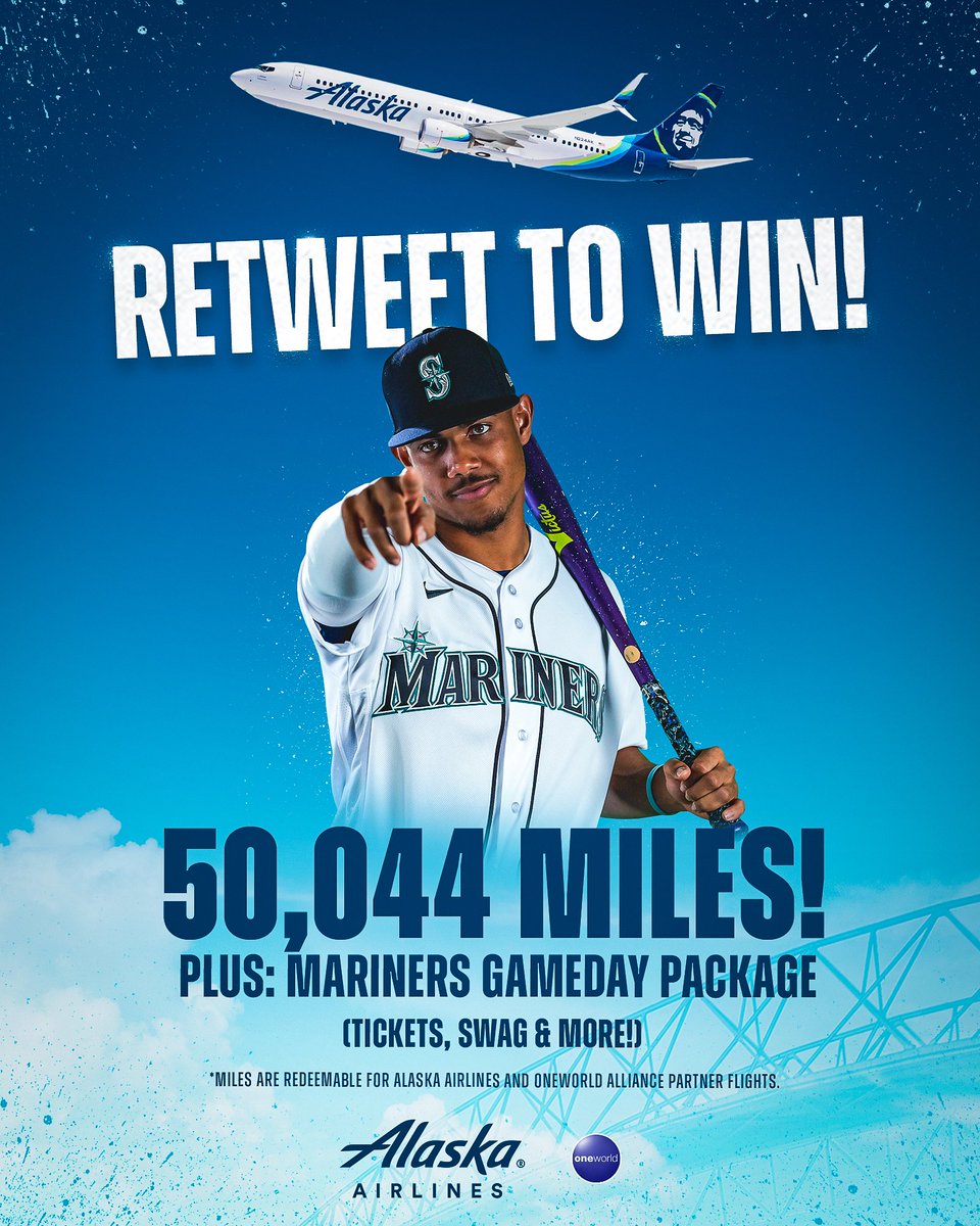 ✈️ RETWEET TO WIN ✈️

Celebrate Fly, Fly Away Friday by hitting that RT button for a chance to win 50,044 @AlaskaAir miles and a Gameday Package! #FlyFlyAwaySweepstakes atmlb.com/40TsU7X