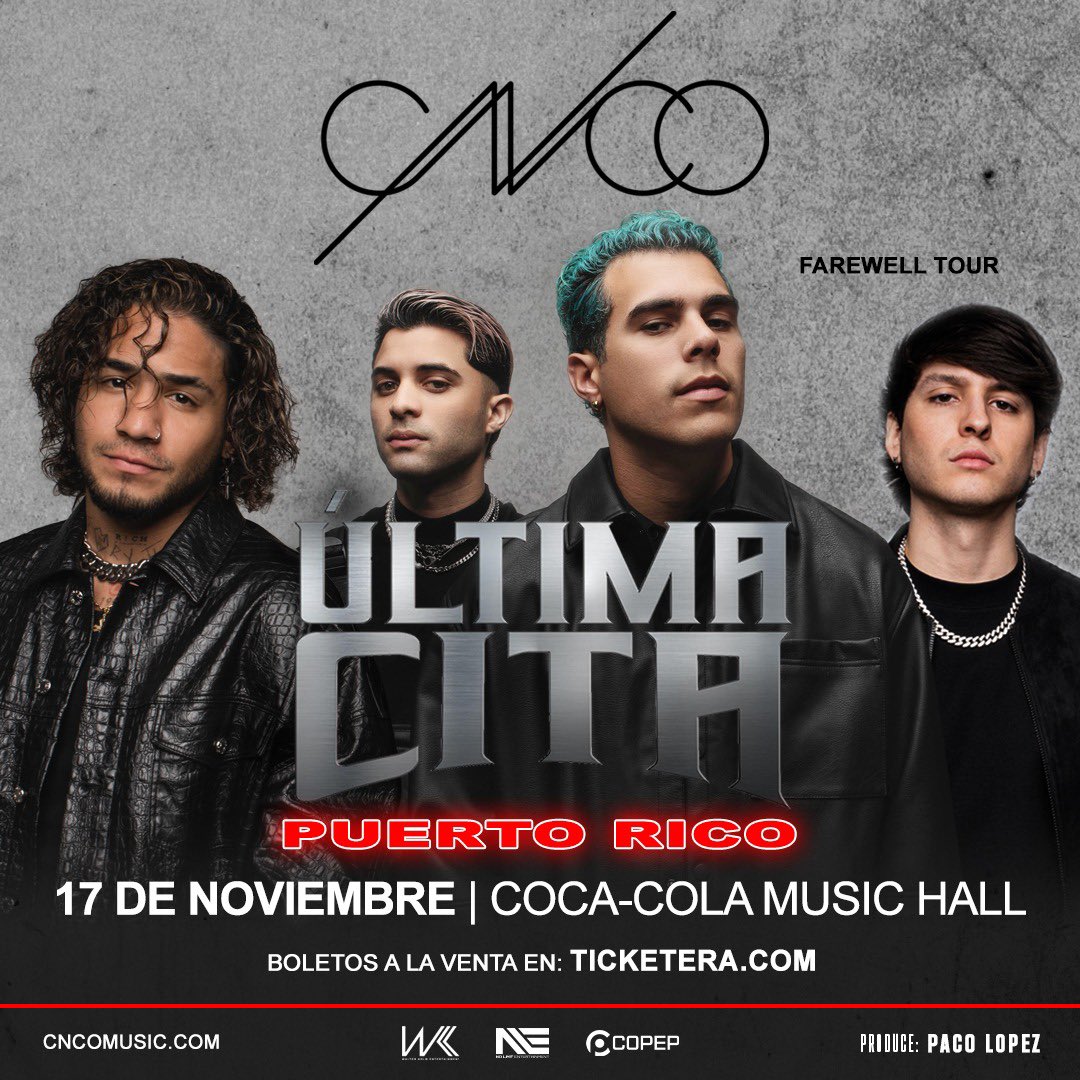 PUERTO RICOOO 🇵🇷 El 17 de noviembre en el #CocaColaMusicHall será nuestro último concierto de la gira y la última noche en que nos veremos con ustedes,los mejores fans del mundooo, para cantar y bailar nuestras canciones favoritas por última vez.  🫶🏻🖤Los esperamos! 

#PRbabyy