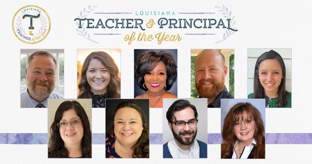 doelouisiana's tweet photo. Who will be the next Louisiana Teacher of the Year? We'll celebrate all our #LAExcellentEducators Saturday at the 17th Annual Cecil J. Picard Educator Excellence Awards Gala. We're proud of our finalists and look forward to announcing the overall winners. #LaEd @DreamTeachersLA https://t.co/kGXcBPTVup