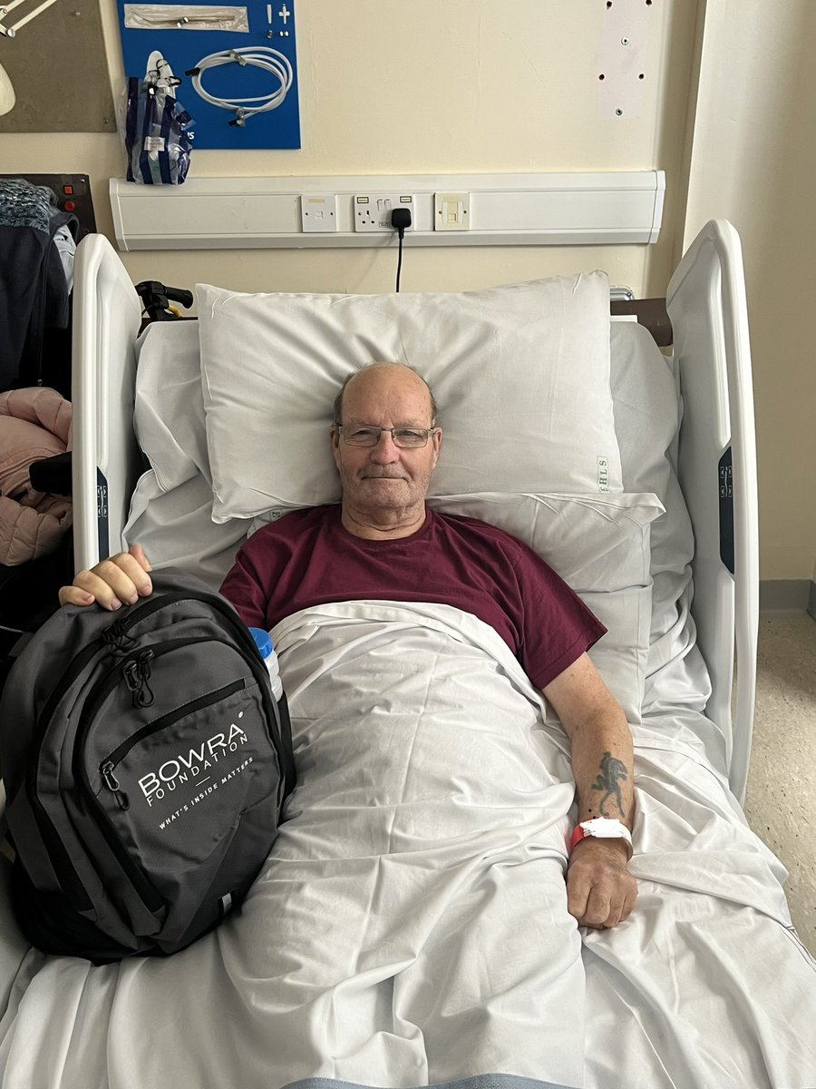 One of our amazing patients on the Acute Stroke Unit was very happy to receive his Bowra Bag yesterday. Lots of very useful resources to aid his rehab thanks to the <a href="/BowraFoundation/">Bowra Foundation</a> #rehablegend #bowrabag (photo taken and shared with consent) <a href="/UHP_NHS/">University Hospitals Plymouth NHS Trust</a>