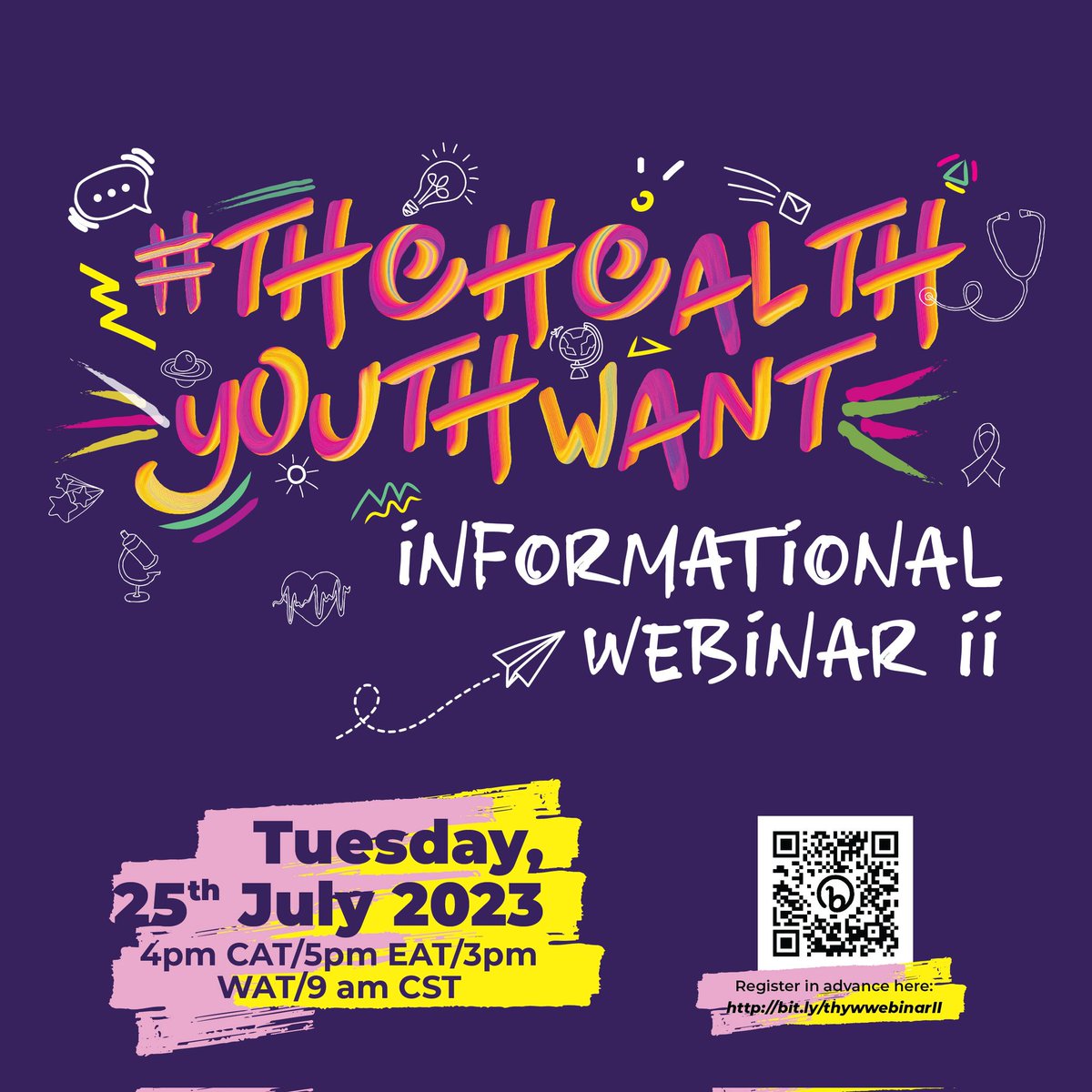 Informational Webinar II: Have you applied for the #TheHealthYouthWant Open Call? Meet the Global jury and have your burning questions answered: When: Tuesday 25th July 2023 Where: bit.ly/thywwebinarII @UNICEF @unicef_aids @UNAIDS @WHO @4YouthByyouth @SIHIGlobal @TDRnews