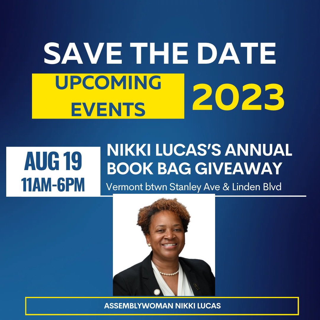 Save the date! My Annual Book Bag 📚🎒 Drive is on the horizon! Join me as we empower young minds and provide the tools for success to students in need. Stay tuned for more exciting details to come! 
#SaveTheDate #BookBagGiveaway #EducationForAll #BookBagDrive #EducationMatters