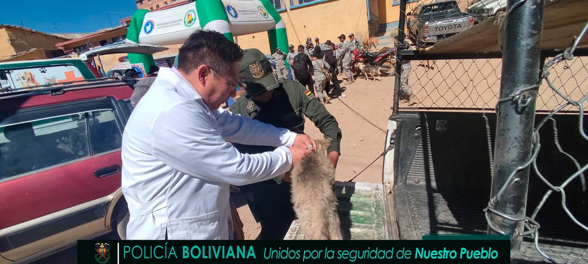 Pol_Boliviana's tweet photo. En honor al Día Mundial del Perro, nuestros policías del #GACIP #Potosi, llevaron a cabo una conmovedora jornada en la que visitaron a cientos de peluditos en distintas zonas de la ciudad. Durante esta iniciativa, brindaron alimentos, abrigos y revisión médica veterinaria. https://t.co/wglCPxKEUE