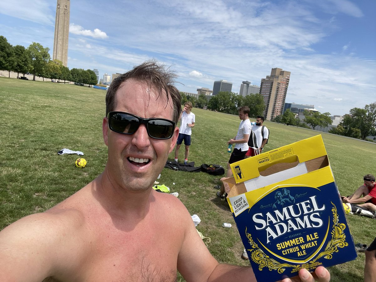 @SamuelAdamsBeer Had fun skipping work and playing soccer!  Great day for a Sam Summer! We finished them all since it was so hot! #SamSummerDitchDays