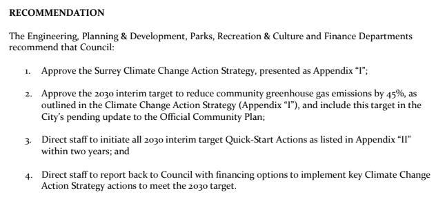 45 months after the City of #SurreyBC declared a #ClimateEmergency, the Climate Change Action Strategy (CCAS) is finally coming before council this Monday. Please write to <a href="/CityofSurrey/">City of Surrey</a> mayor and council urging them to accept all four recommendations in CR 134.