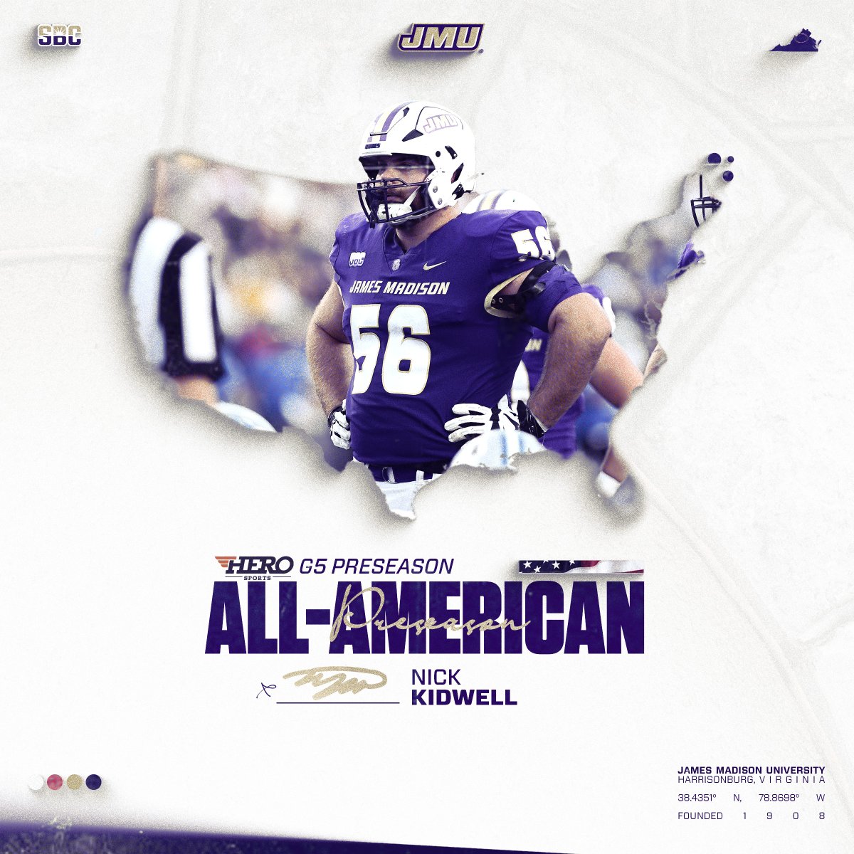JMUFootball's tweet photo. Nick Kidwell and James Carpenter have been named to the HERO Sports Group of Five Preseason All-America Team.

📰 https://t.co/ruYGkiG6a9

#GoDukes https://t.co/A7J2On7MKr