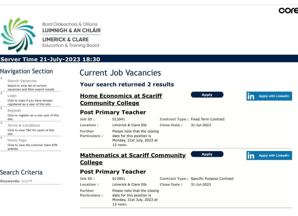 Interested in joining our teaching staff? Two full-time teaching positions in SCC currently advertised. For more info, please see lcetb.ie/recruitment or educationposts.ie.  #FindTheBestInYou
Please feel free to retweet. @LCETBSchools @ETBIreland  @scariffbayradio