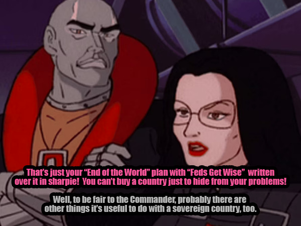 TrentTroop's tweet photo. Cobra Commander wants to Buy an Island, an entirely fictional goof-em-up that isn't about ANY actual villains, because we don't in a cartoon, people, honest! (part 1/2)

#GIjoe #cobracommander #destro https://t.co/S5OQVWDBzL