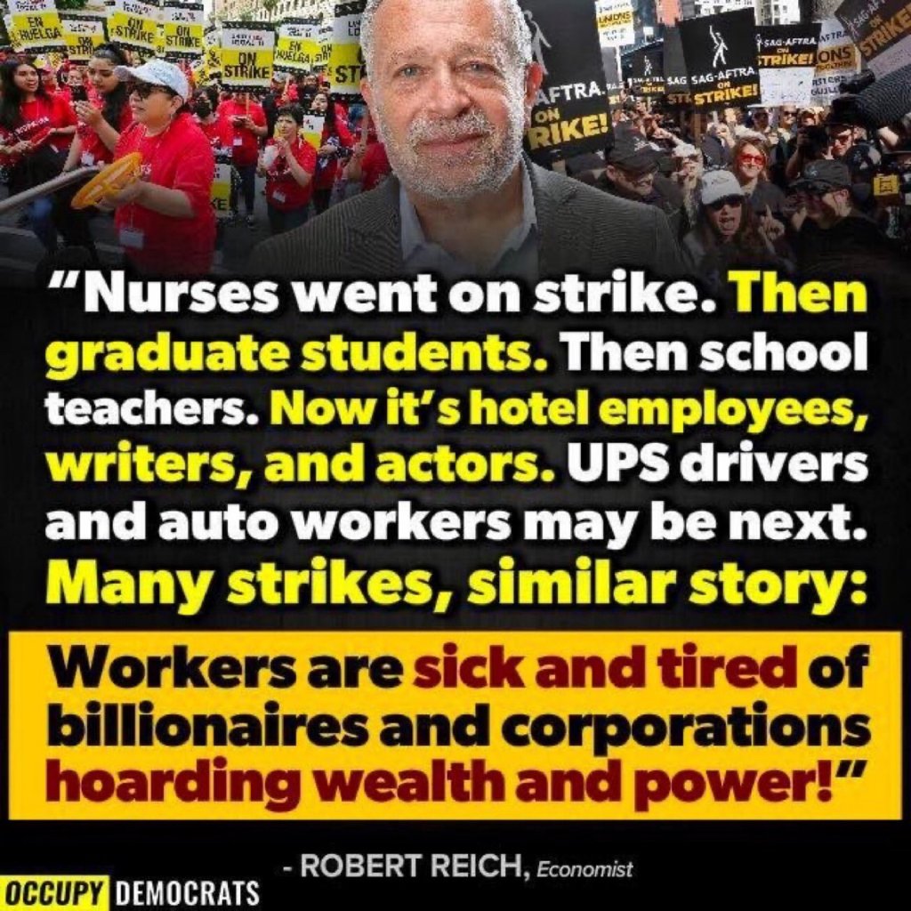 The Uber rich 🤑 don't want to pay anything:
🖕Salaries 
🖕Taxes
🖕Medical Insurance
🖕Unemployment 
And workers are tired of it!
#SummerOfStrikes