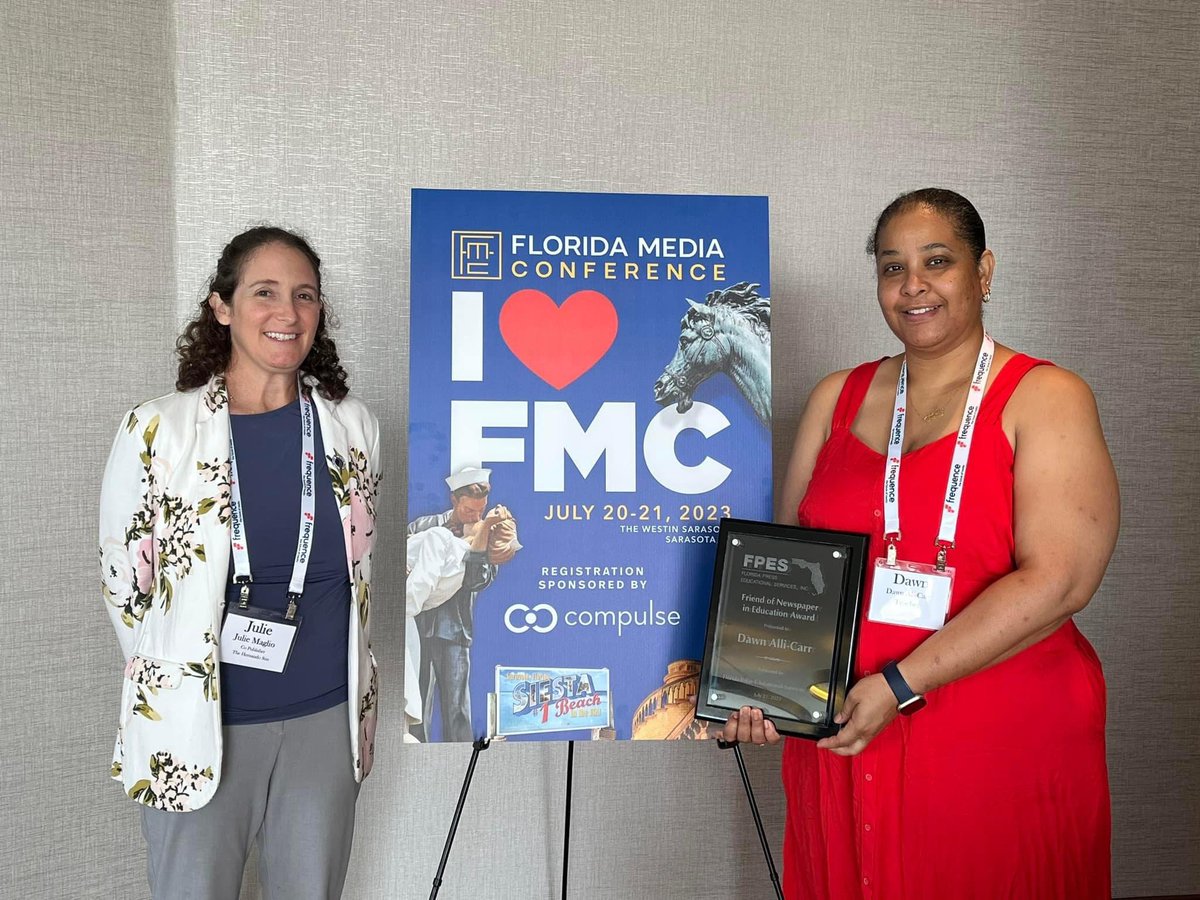 Weeki Wachee High School (@wwhshornets) on Twitter photo Big Congratulations to Weeki Wachee High School Yearbook and Newspaper Advisor Dawn Ali-Carr
She won the Friends of FPES (Florida Press Educational Services) Teacher of the Year award for Newspaper in Education.
<a href="/HernandoSchools/">Hernando Schools</a> <a href="/hernando_sun/">Hernando Sun Newspaper</a> <a href="/Ed_LaRose/">Ed LaRose</a> Big Congratulations to Weeki Wachee High School Yearbook and Newspaper Advisor Dawn Ali-Carr
She won the Friends of FPES (Florida Press Educational Services) Teacher of the Year award for Newspaper in Education.
<a href="/HernandoSchools/">Hernando Schools</a> <a href="/hernando_sun/">Hernando Sun Newspaper</a> <a href="/Ed_LaRose/">Ed LaRose</a>