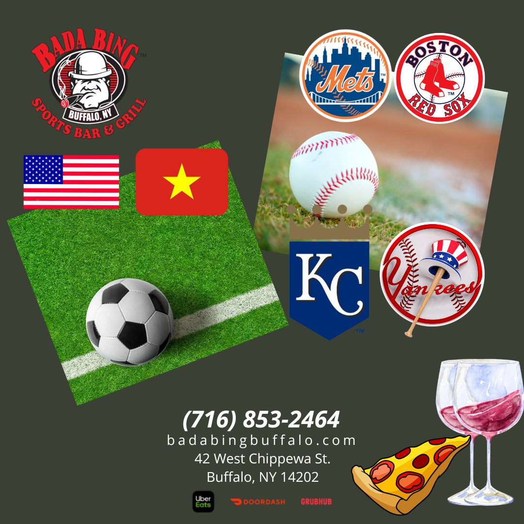 BadaBingBuffalo's tweet photo. #WorldCup tonight LIVE as USA takes on Vietnam 
#MLB Yankees are fighting for wild card
Bring it the Bing for #241Wine
https://t.co/O4kx0qrEnM
716-853-2464 https://t.co/2Ov8ynjdfD