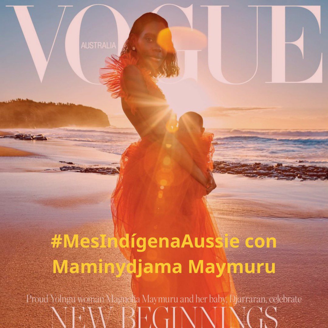 AusEmbCO's tweet photo. ¿Ya conocen a Maminydjama Maymuru? Mejor conocida como Magnolia Maymuru, es una actriz, modelo y una orgullosa mujer aborigen Yolngu 🖤❤️💛

Ha sido la portada de Vogue Australia en dos ocasiones y la protagonista de numerosas pasarelas 📸

#MesIndígenaAussie https://t.co/it9sfOLCU4