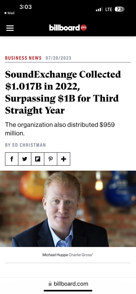 Congrats to SoundExchange and Mike Huppe for another $1B+ year. Songwriters and Music Publishers are collecting a small fraction of this amount from the same digital radio stations. We should and can do better.