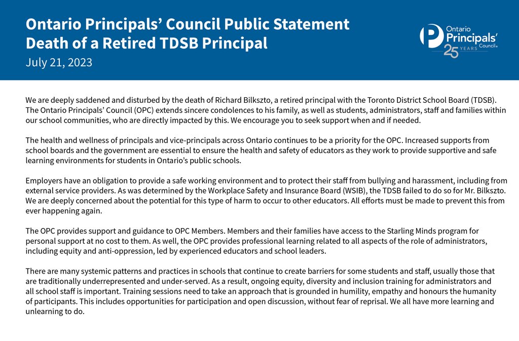 Our statement about the death of Richard Bilkszto. Also available at bit.ly/3K4tr0P.