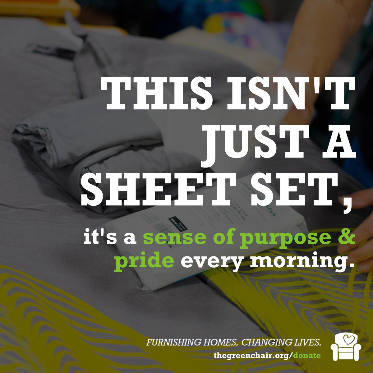 The impact of our mission isn't only measured by what we provide our clients; it's also measured by what we alleviate.

By supplying home essentials like sheets &amp; linens, we empower fresh starts and fuel brighter futures. Looking to #DoGoodWithGreenChair?

bit.ly/44xXfv5