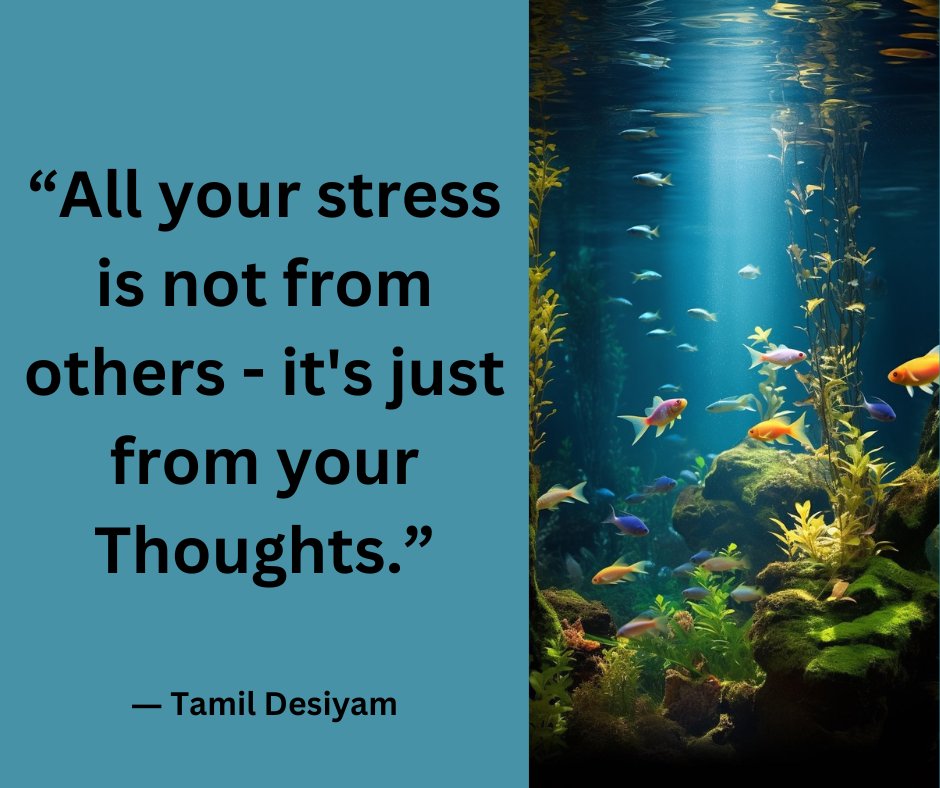 “All your stress is not from others - it's just from your Thoughts.”
― Tamil Desiyam 
#life, #motivation, #motivationalquotes, #positivity, #positivityquotes, #stress