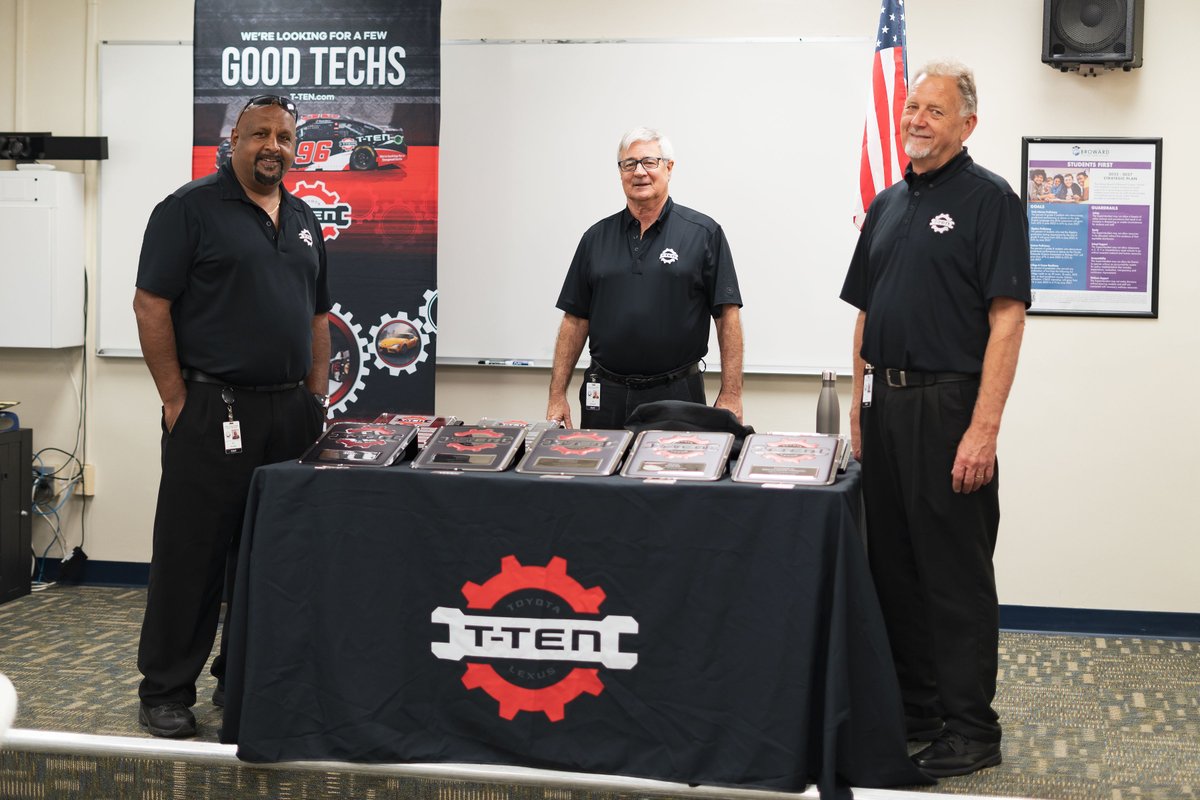 ATCTechCollege's tweet photo. Celebrating ATC's Advanced Automotive Service Technology - Toyota T-TEN graduates.  Congratulations, Jesus, Victor, Jeremy, Sean and Hansly, on a job well done.
"This is the start of a new journey in life...learn something new every day!" - Ken B.
#ChangingLives@ATC  #ATC #TTEN https://t.co/K7N6HPsLh5