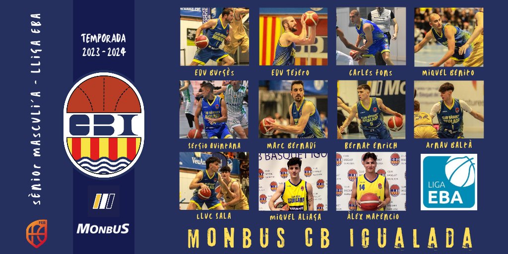 CBIgualada's tweet photo. El Monbus CB Igualada deixa tancada la plantilla per a la temporada 23/24.

L'equip competirà, un any més, a Lliga EBA. Tot preparat per encarar una nova etapa molt il.lusionant amb una plantilla quasi bé 100% igualadina.

Notícia: https://t.co/h4BpknDimQ

@esportigualada https://t.co/d7YwkzZYS2