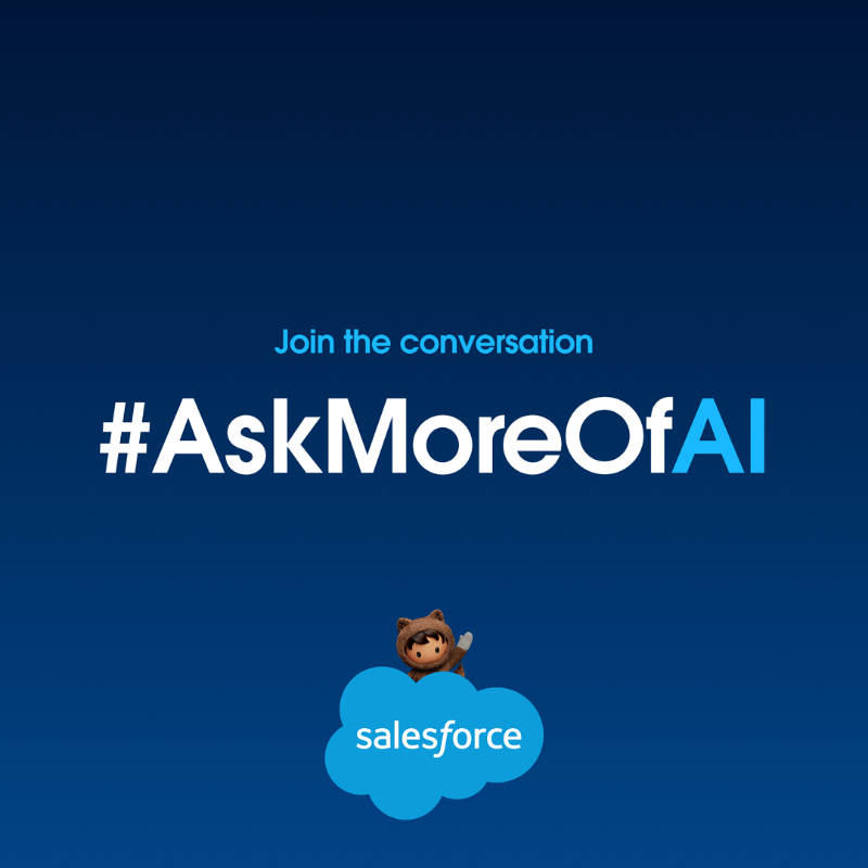 salesforce's tweet photo. How do we keep your data from going off the deep end? It’s all about Trust. #AskMoreOfAI
