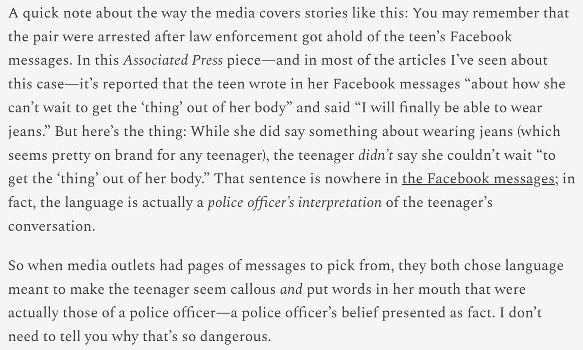 With all the articles coming out about the Nebraska teen sentenced to 90 days in jail for self-managing an abortion, I just wanted to flag something I wrote last week about coverage of the case.