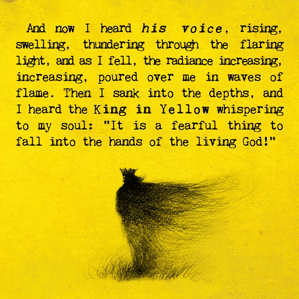 heatheneditions's tweet photo. ππ
#thekinginyellow #kinginyellow #robertchambers #robertwchambers #theyellowsign #hplovecraft #lovecraft #book #booklover #readmore #heathenedition #carcosa #cthulhu #spookyreads #weirdfiction #victoriangrit #haveyoufoundtheyellowsign #inthecourtofthedragon
Hebrews 10:31 https://t.co/vHxfPpoFDA