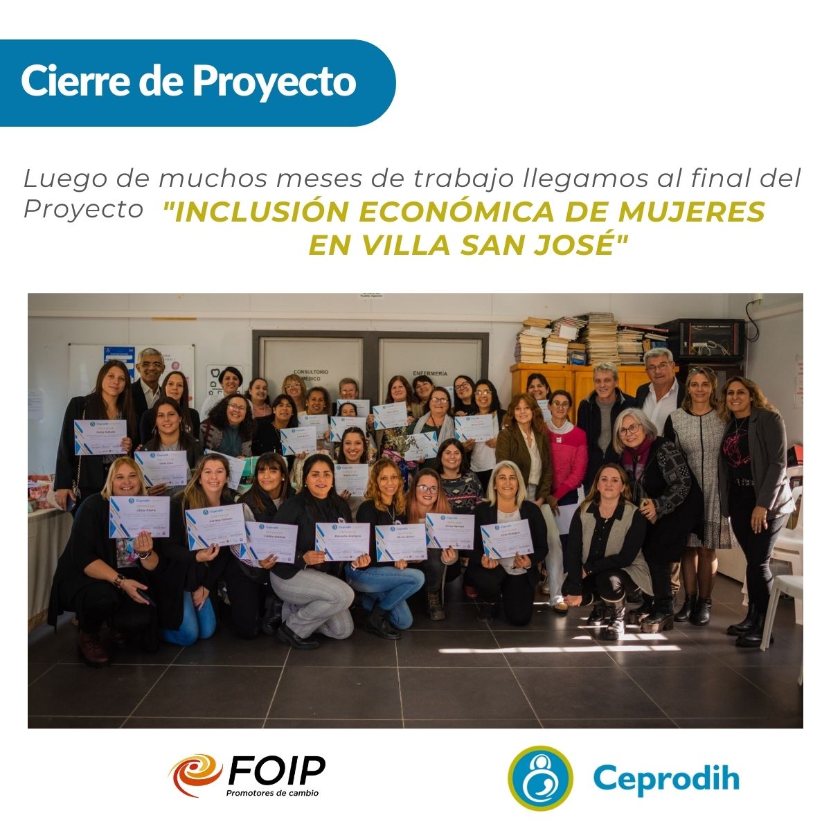 Nuestro objetivo es capcitar a mujeres para que logren generar su propio emprendimiento y/o insertarse en el mecado laboral.
¡Junto a FOIP lo logramos con 26 mujeres!
Dictamos los siguientes cursos:
Textil Básico
Brushing Progresivo.
Manos y Pies (Esmaltado semi Permanente)