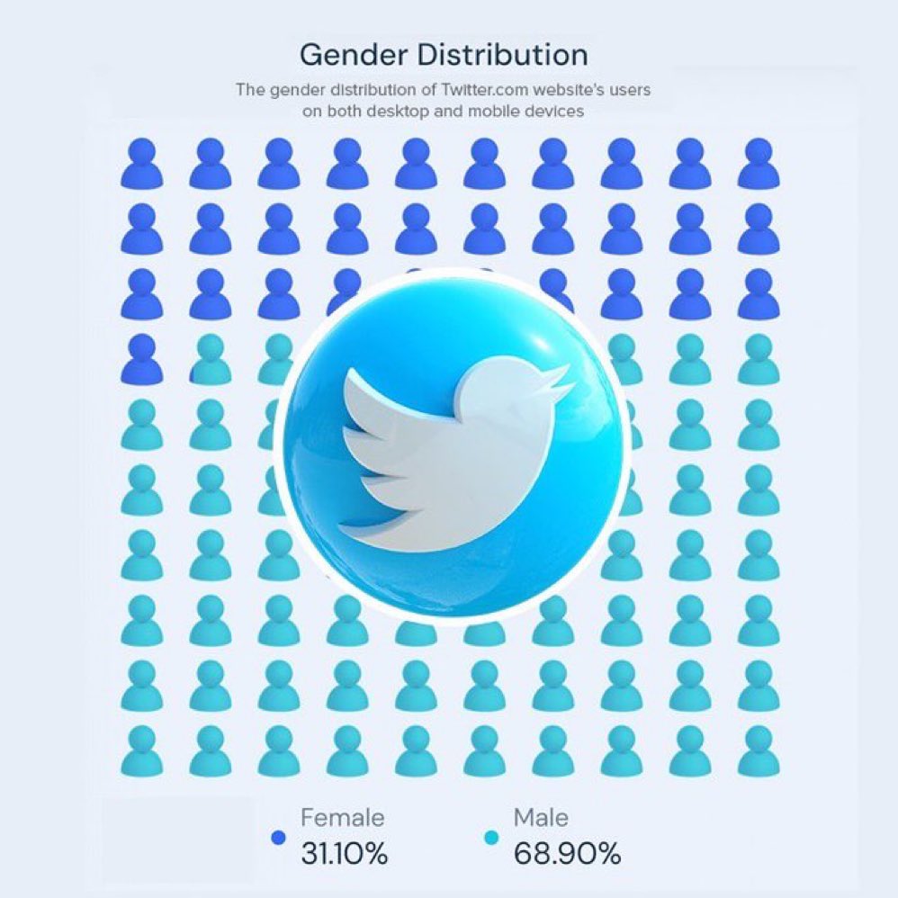 Twitter as a huge gender gap. 

Why do you think that is? 

69% Male. 31% Female.