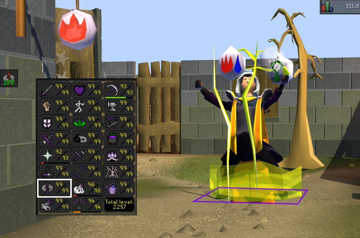 99 Runecrafting, LETS GOOOOOO! 
(4 more to go!)
#OSRS #maxingjourney #runescape