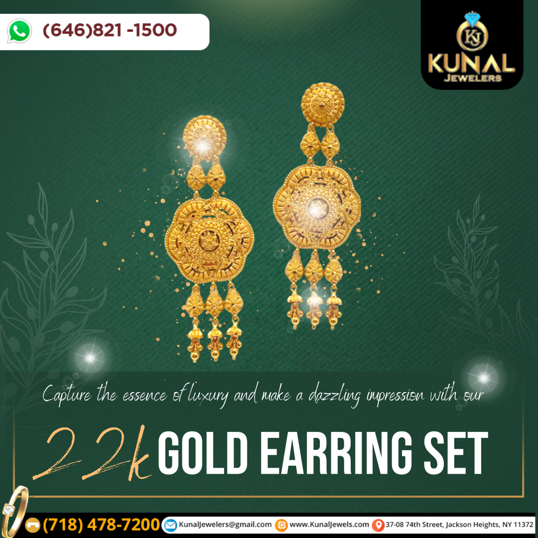 Elevate your style with the essence of luxury - adorn yourself with our exquisite 22k gold earring set and make a dazzling impression wherever you go

For the Latest Designs DM 📧 us or Call 📞(𝟕𝟏𝟖) 𝟒𝟕𝟖-𝟕𝟐𝟎𝟎

#22kGoldEarrings #GoldEarrings #LuxuryJewelry  #KunalJewelers