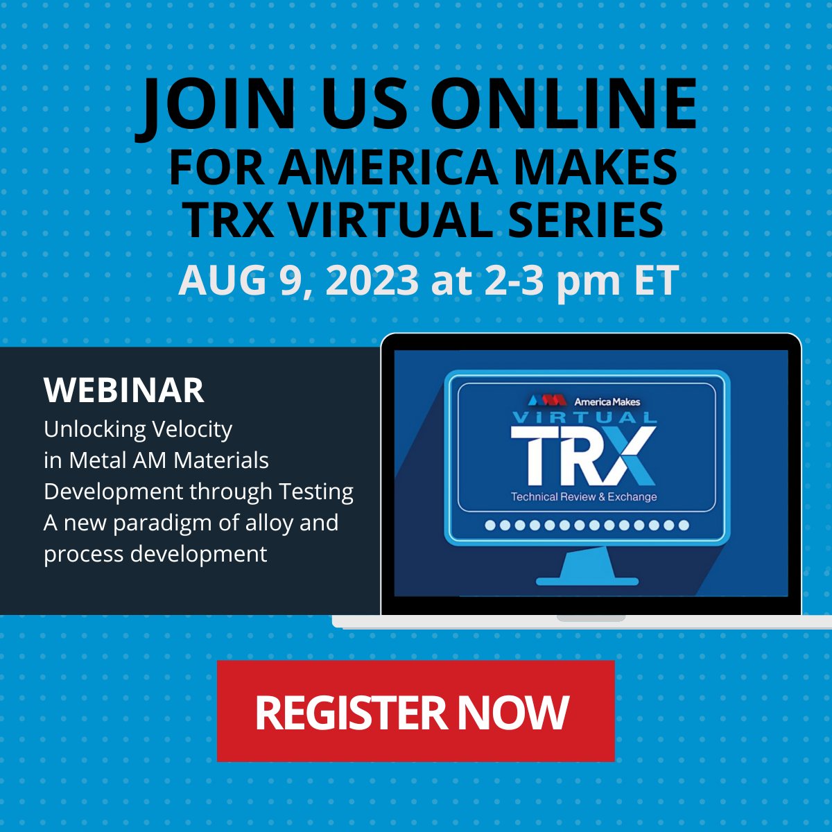 Join NSL on the TRX Webinar Series brought to you by America Makes discussing "Unlocking Velocity in Metal AM Materials Development through Testing". Happening WED AUG 9TH, online. Register here: 
hubs.la/Q01Yv3P10
#americamakes #nslanalytical