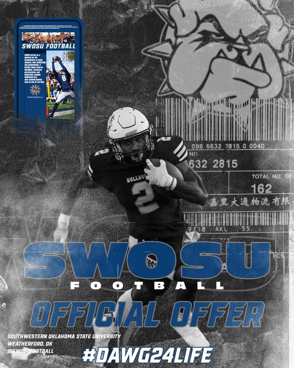 reginald_demps's tweet photo. After a great camp and conversation with @coachquise_  I’ve been blessed to receive an offer from @SWOSUFootball 🙏🏾🐶
@_coachLJohnson @JD_Swell @HirschiFootball https://t.co/iJI23ZhPQ9