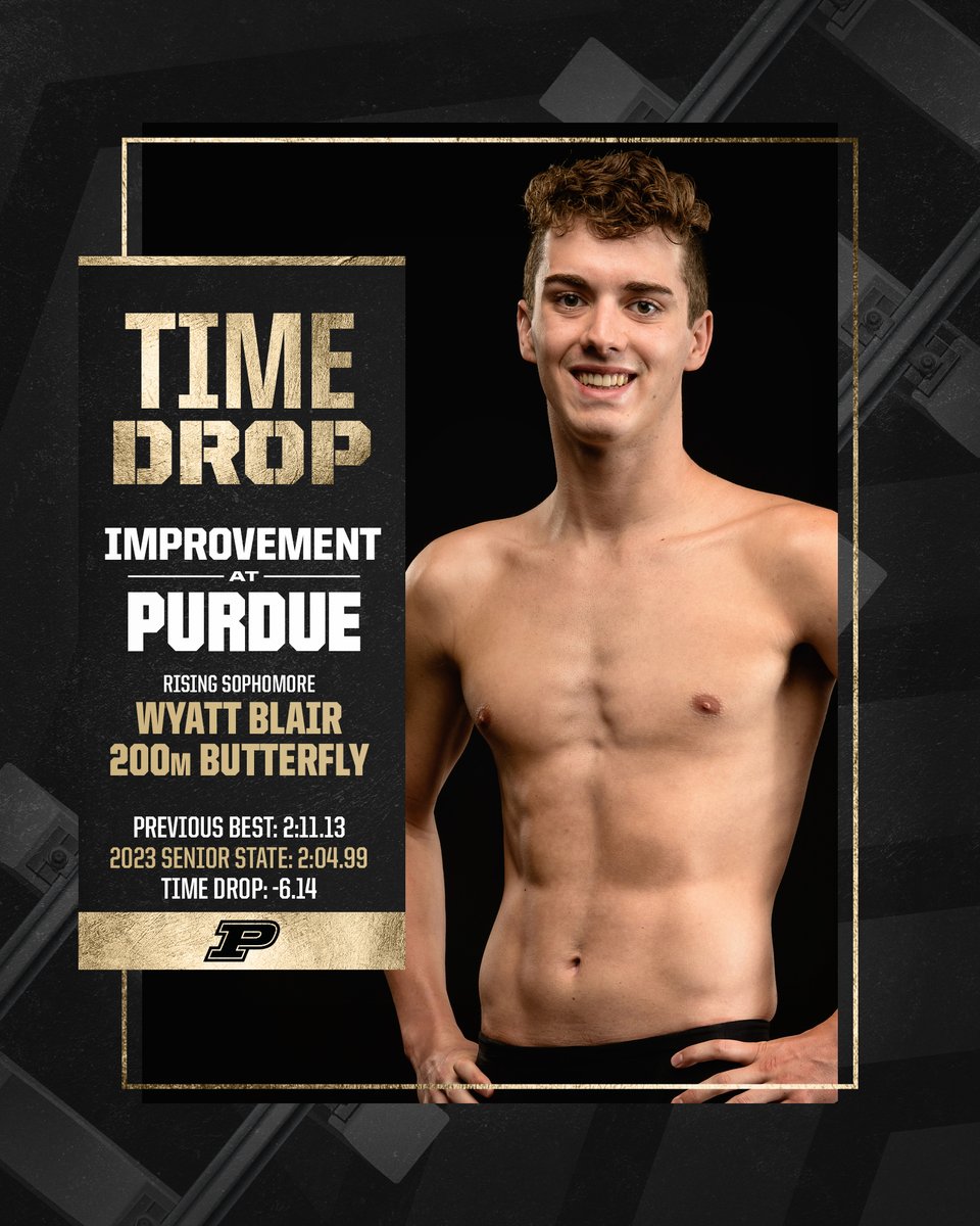 PurdueMSwimDive's tweet photo. Wyatt shaved 6 seconds off his personal best in the 200m Fly at Senior State. A full year of training at #Purdue continues to pay dividends.
#BoilerUp x #LongCourseSummer https://t.co/VkM07C2XhW