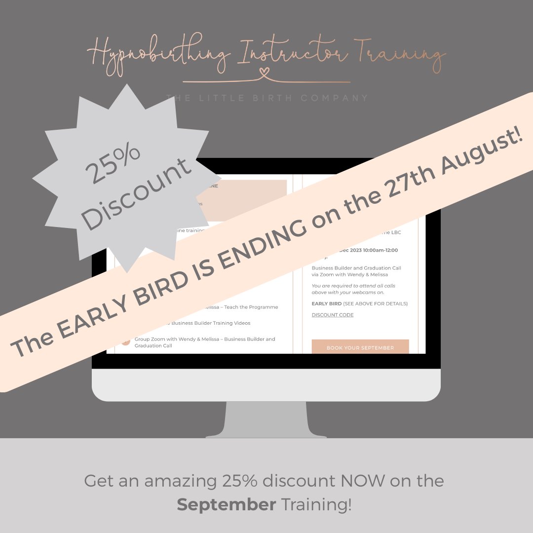 Save over £300 on the training investment by signing up to our September Hypnobirthing Teacher Training NOW!

Would you love to welcome in 2024 with a new business venture and the ability to support pregnant families?

Join our September training and be qualified by Christmas!