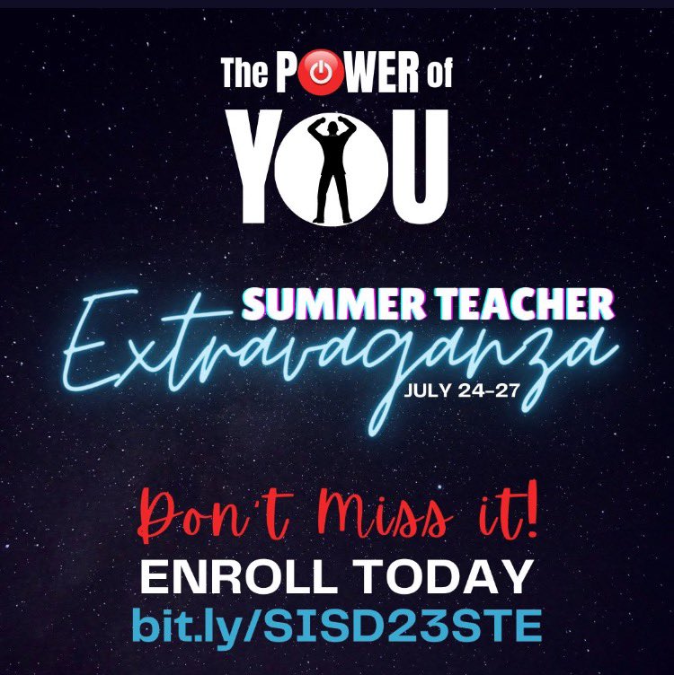 🗣️Monday is coming! If you haven’t registered already for the #SpringISD Summer Teacher Extravaganza, do so now! bit.ly/SISD23STE #PowerOfYou
