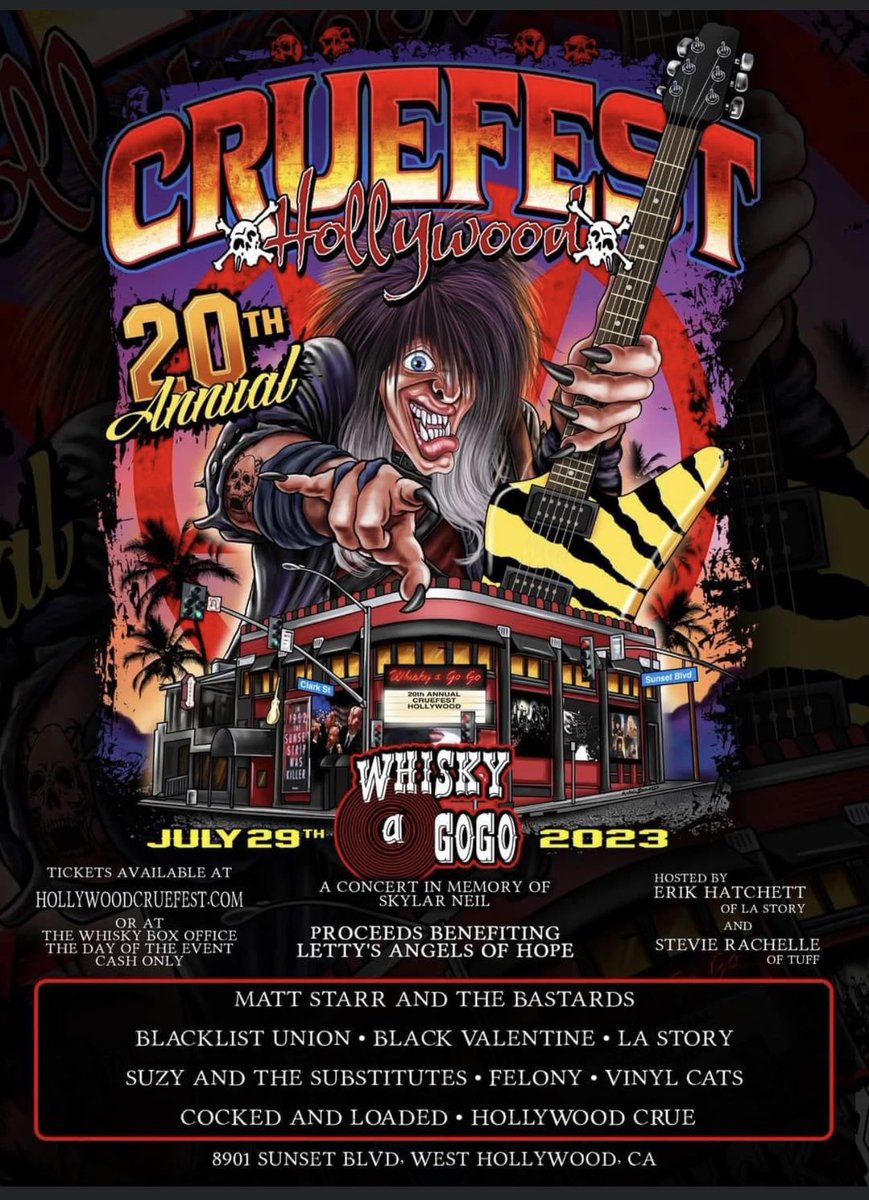 @livemusicindiana presents:
Indy’s own FELONY band will perform live @cruefesthollywood on July 29,2023 at the infamous <a href="/whiskyagogo/">don reggie</a>
Proceeds go to cancer relief!! Get tickets here:

cruefestfiend.wixsite.com/cruefesthollyw…

<a href="/theVIPERroom/">The Viper Room</a> 
<a href="/Rainbowlive/">Rainbow Bar & Grill</a> 
#SUNSETSTRIP #HOLLYWOOD
#LA
#RockAndRoll