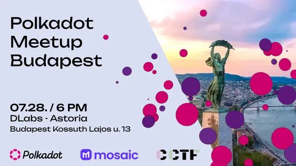 We are excited to announce the first event of the Polkadot Meetup Series in Budapest! 🎉🎉

In the upcoming six months we’ll talk about the best #Parachain projects and in an another section we’ll discuss how to enter to the <a href="/Polkadot/">Polkadot</a> ecosystem with a new <a href="/substrate_io/">substrate_io</a> project!