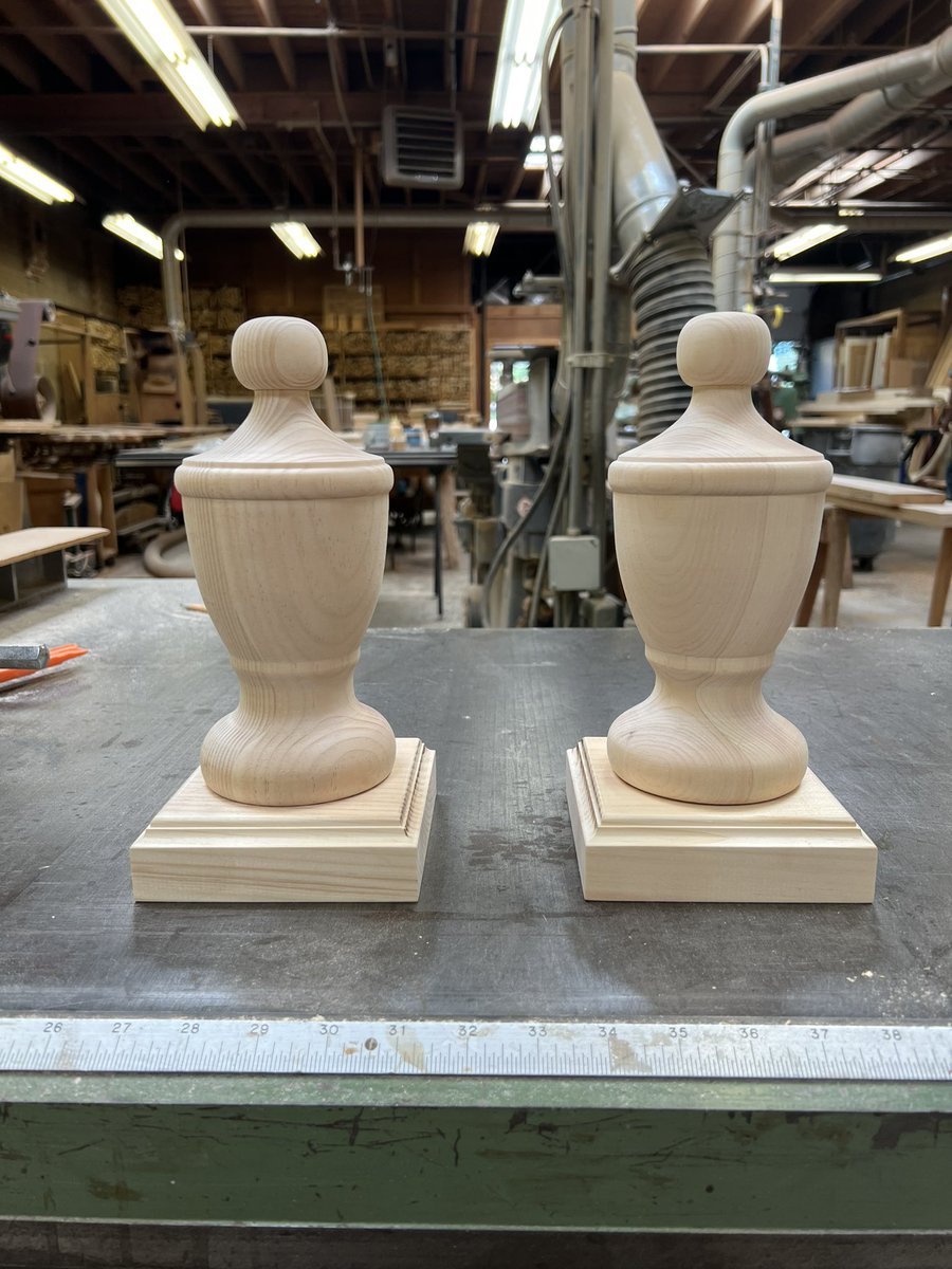 SkokieMillwork's tweet photo. Handturned pine finials perfectly matched to the existing 💯🔥

Swipe to check out the process 🤩

#wood #woodworking #handmade #woodwork #woodporn #woodart #woodturnersofinstagram #woodworker #woodworkingcommunity #skokiemillwork #woodcarving #woodturnings #customdesign #skokie https://t.co/VrDcocmTn1