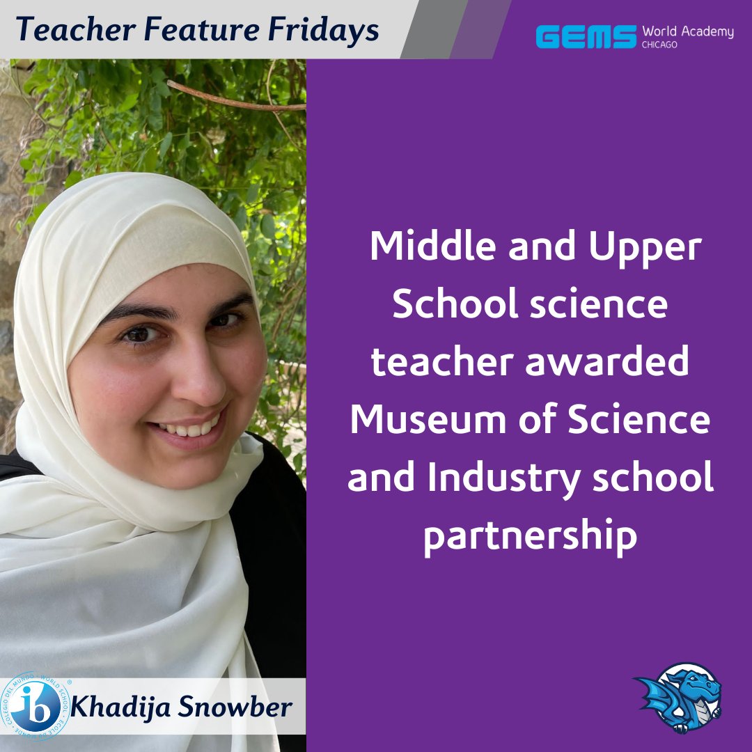 Follow the link below to learn more about Khadija and how she lives the IB Learner Profile. 

#GEMSExcellence
#ChicagoPrivateSchools
#InternationalBaccalaureate
#TeacherFeature
#GEMSChicago

ow.ly/6FzM50Pip1H