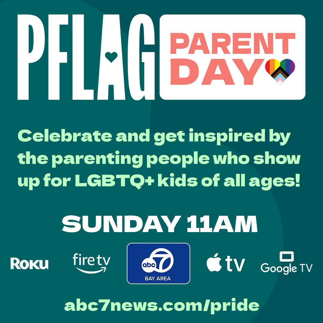 abc7newsbayarea's tweet photo. All of us can work together to create a world where everyone is celebrated, empowered and loved. Learn more on β@PFLAG Parent Day,β Sunday at 11am wherever you stream ABC7 Bay Area. #LeadingWithLove #PFLAGProud https://t.co/PsopzP45eo