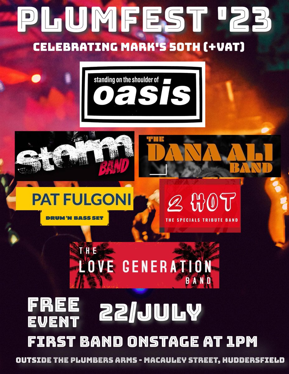 Headlining a top free all-dayer tomorrow in Huddersfield Town Centre. Why not come down, there's shelter if you are worried about the rain.  #huddersfield #oasistribute