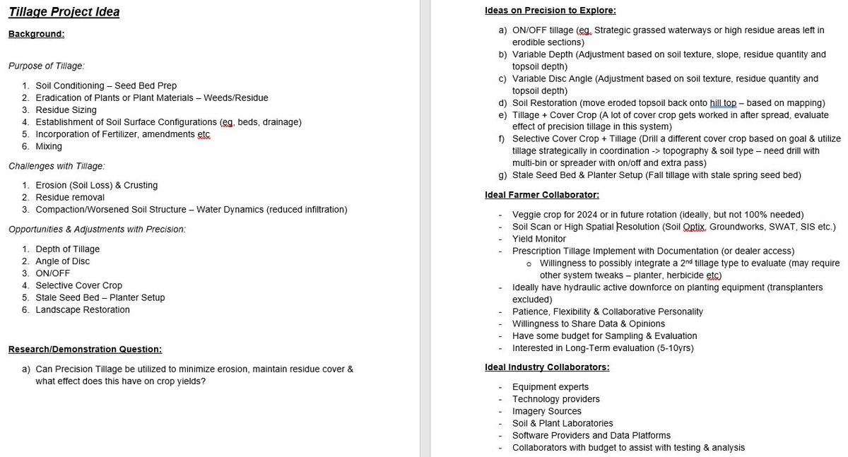 agdatadan's tweet image. Put some thoughts on paper today-a living document. Still lots of thinking to do and puzzle pieces to put together 

If you have feedback or if you have an interest in tillage and precision application I'd like to chat &amp;amp; possibly collaborate. Interested in all feedback!