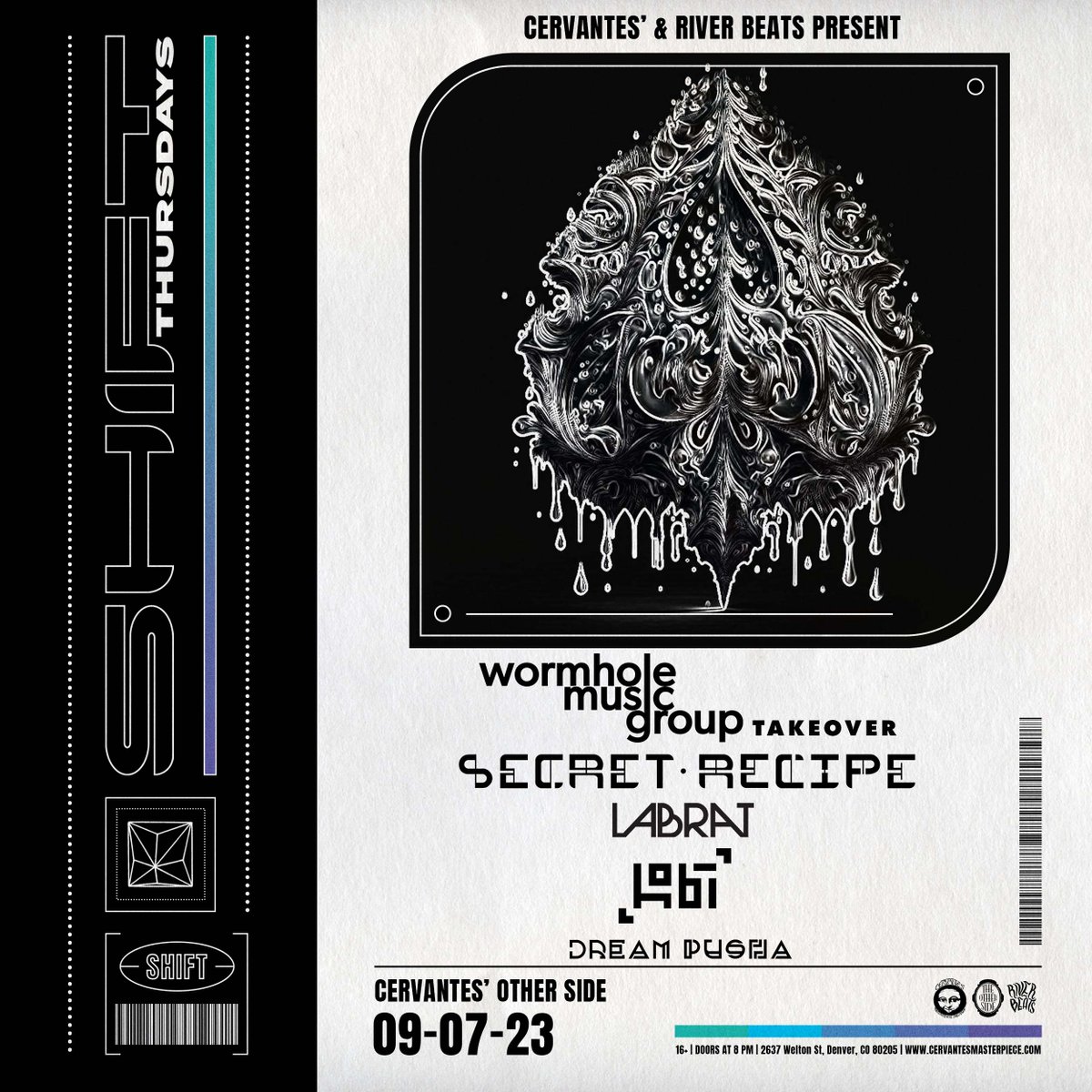 Wormhole Music Group (@wormholelabel) on Twitter photo We're headed back to Denver on 9/7 to take over <a href="/CervantesDenver/">Cervantes Denver</a> w/ <a href="/Secret___Recipe/">Secret Recipe</a> <a href="/LabRatOfficial/">LabRat</a> <a href="/hobibass/">hobi</a> and <a href="/dreampusha/">Dream Pusha</a>
TICKETS ON SALE NOW! We're headed back to Denver on 9/7 to take over <a href="/CervantesDenver/">Cervantes Denver</a> w/ <a href="/Secret___Recipe/">Secret Recipe</a> <a href="/LabRatOfficial/">LabRat</a> <a href="/hobibass/">hobi</a> and <a href="/dreampusha/">Dream Pusha</a>
TICKETS ON SALE NOW!