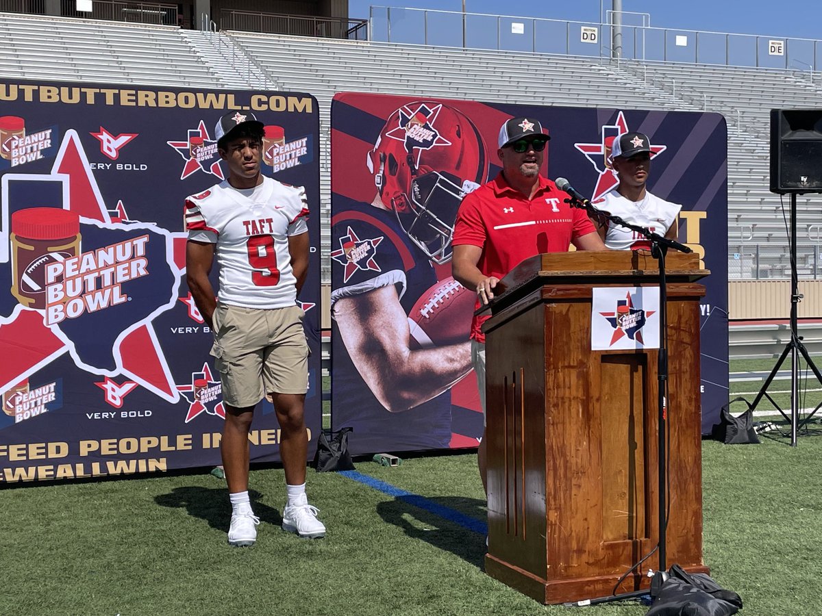 Taft Raider Football (@taftraider) on Twitter photo Great Morning at the Peanut Butter Bowl Media Day! Such an Honor being a part of a group that works so hard to feed the needy in the SA area! Two of our Team Leaders β¦<a href="/Jayden_Aleman8/">Jayden Aleman</a>β© and <a href="/Fogle_05/">Caleb Fogle</a> did a great job representing the Raiders today as well! #relentless Great Morning at the Peanut Butter Bowl Media Day! Such an Honor being a part of a group that works so hard to feed the needy in the SA area! Two of our Team Leaders β¦<a href="/Jayden_Aleman8/">Jayden Aleman</a>β© and <a href="/Fogle_05/">Caleb Fogle</a> did a great job representing the Raiders today as well! #relentless