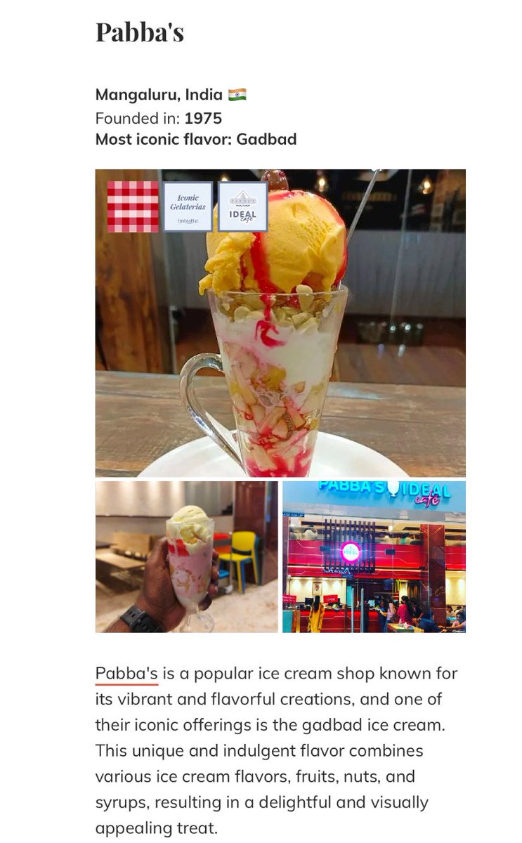 anupr3's tweet photo. Mangaloreโs legendary #Pabbas has been named as one of the Worlds Most Iconic 100 ice cream parlor.
https://t.co/TH88cgowSs https://t.co/Boj3bHXWrl