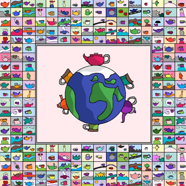 NFTDEXTR's tweet photo. @ETC_TET 
doily's teapot world https://t.co/twWfiTSWsQ